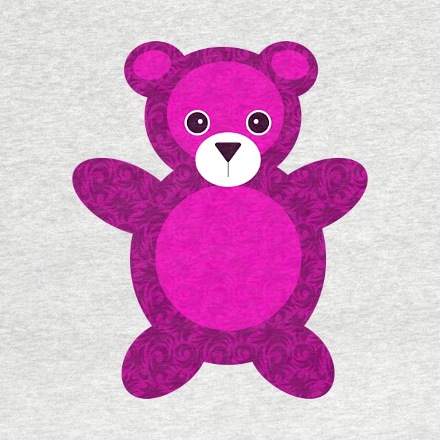 Pink Damask Teddy Bear by AntiqueImages